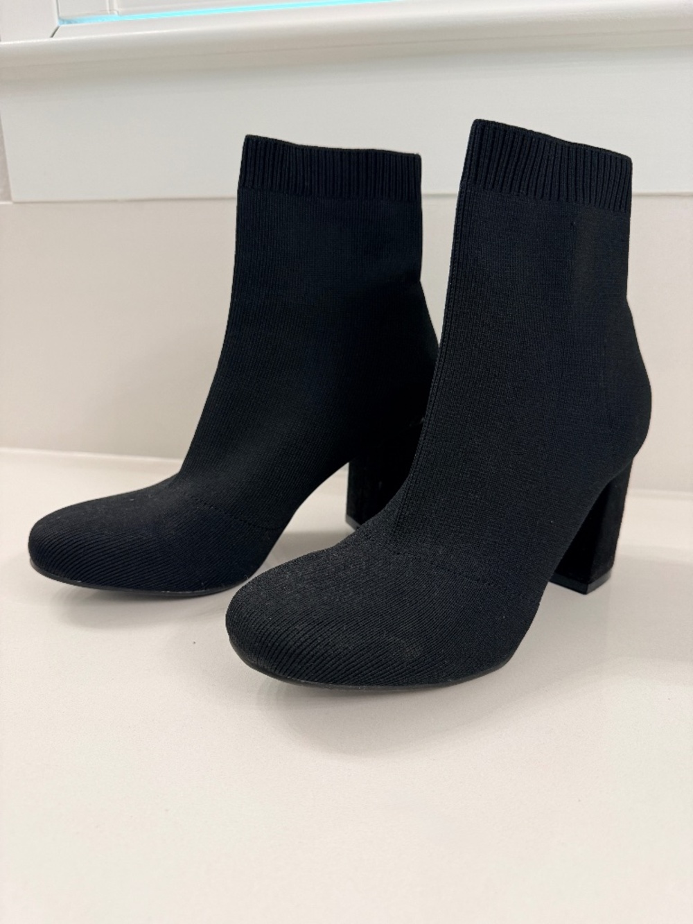MIA Erika Fly Knit Booties Dress Boots Black 2” Heel